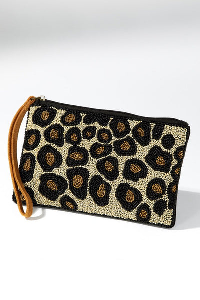 Handwoven Beaded Leopard Pouch