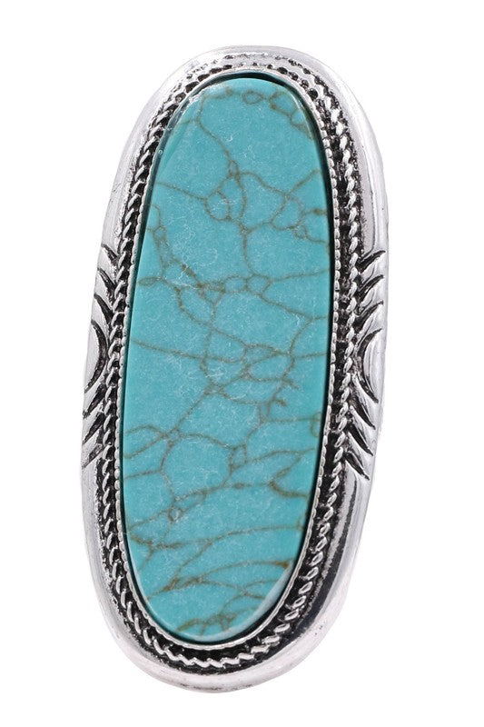 Adjustable Large Silver Turquoise Ring