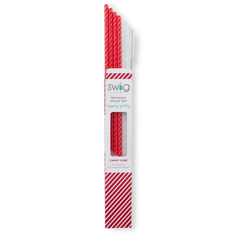 SWIG Candy Cane + Snowflake Straw Set