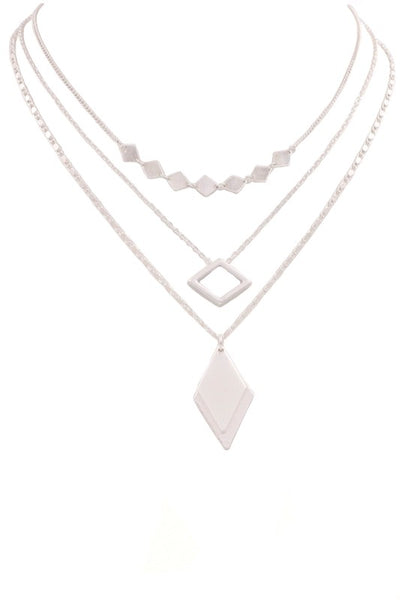 Worn Diamond Shape Layered Necklace