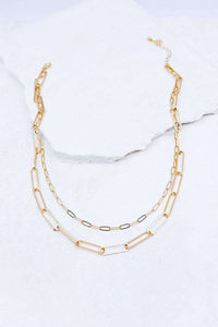 Double Layer Paperclip Chain Necklace