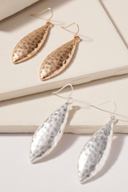 Hammered Oval Drop Earring