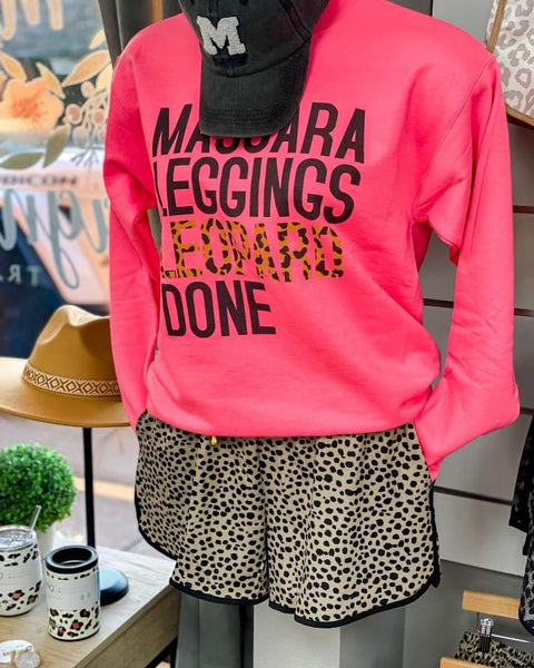 Hot Pink Mascara Leggings Leopard Sweatshirt