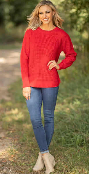 Austin Knit Sweater Ruby Red