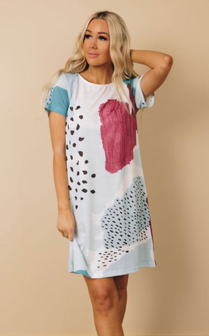 Cocoa Beach Dotted Abstract Shirt Dress