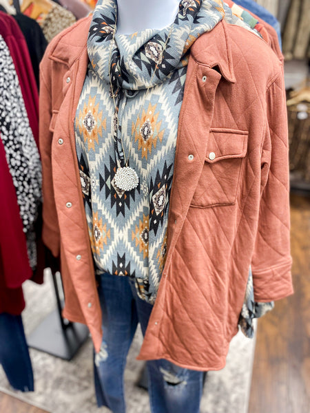 Sienna Quilted Button Down Shirt Jacket