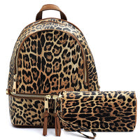 Leopard Backpack & Wallet Set