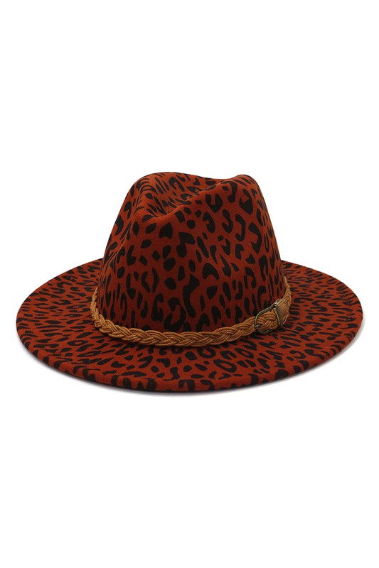 Animal Print Braided Belt Panama Hat