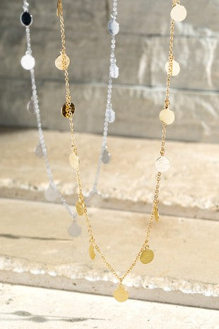Long Gold Multi Disc Necklace