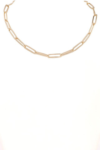 Gold Paperclip Style Chain Necklace