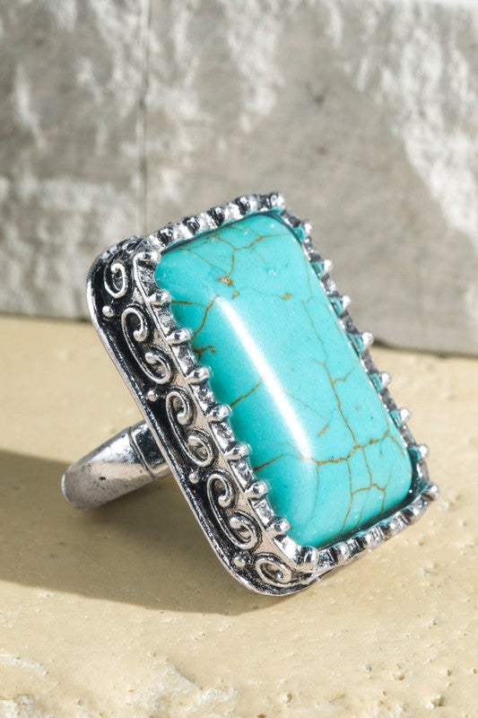 Rectangle Turquoise Stretch Ring