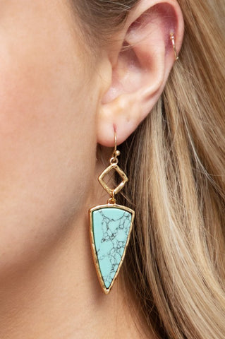 Semi Precious Stone Arrow Drop Earring