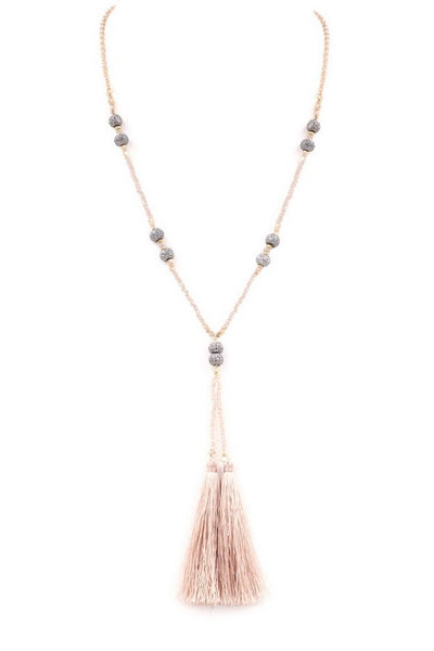 Glass Bead & Tassel Necklace