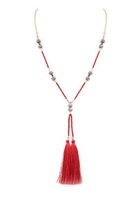 Glass Bead & Tassel Necklace
