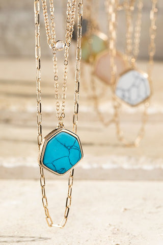 Triple Layer Geo Pendant Necklace