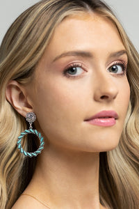 Western Circle Natural Stone Drop Earring