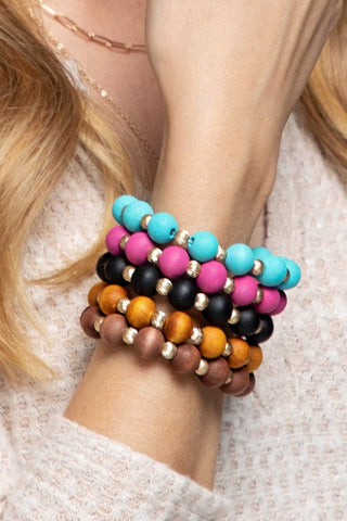 Wood Bead Stacking Bracelet